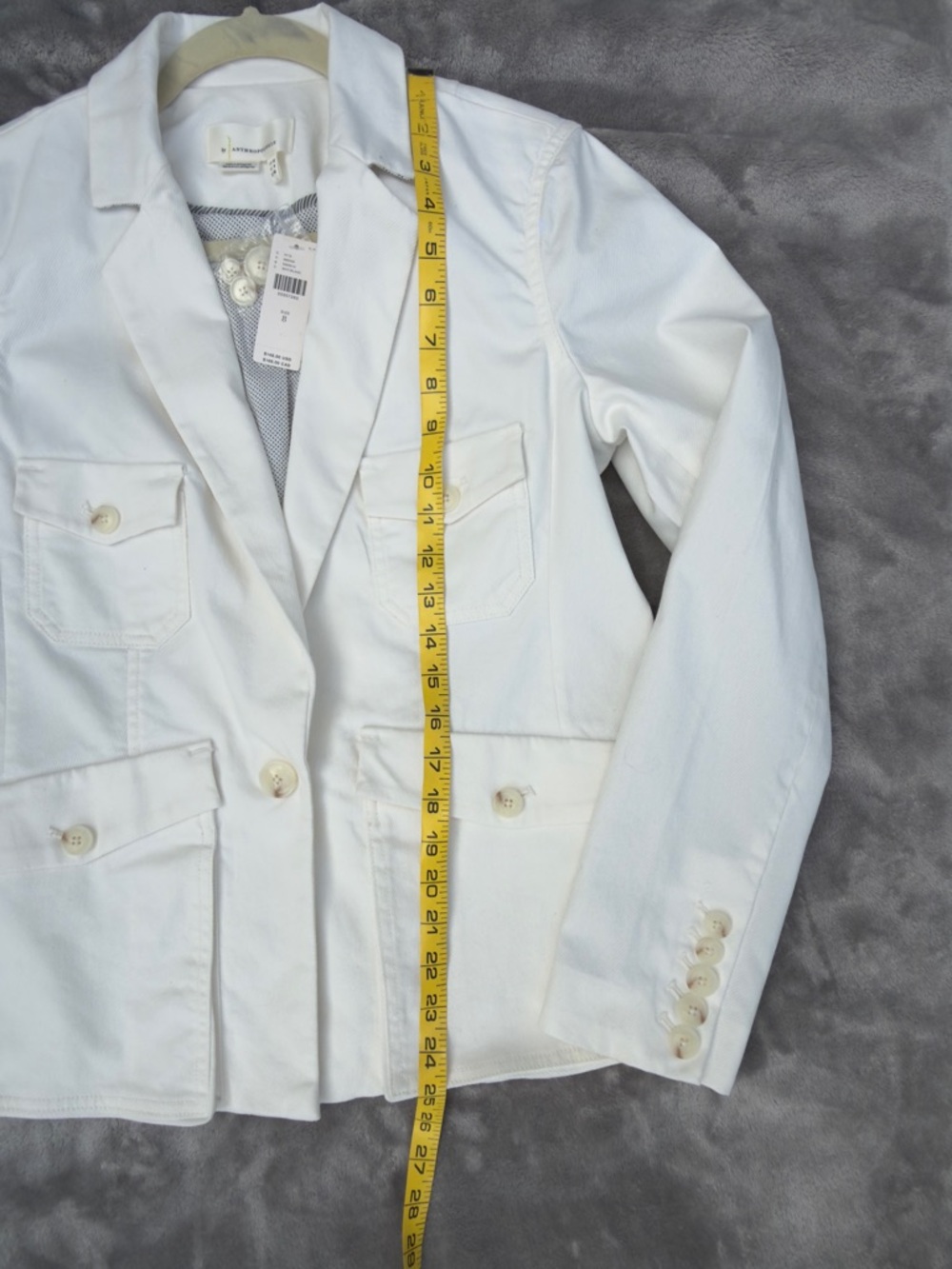 Anthropologie White Cotton Blazer Jacket - Picture 7 of 14